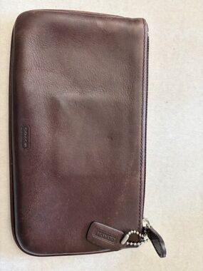 Coach Dark Brown Leather Zip Pouch